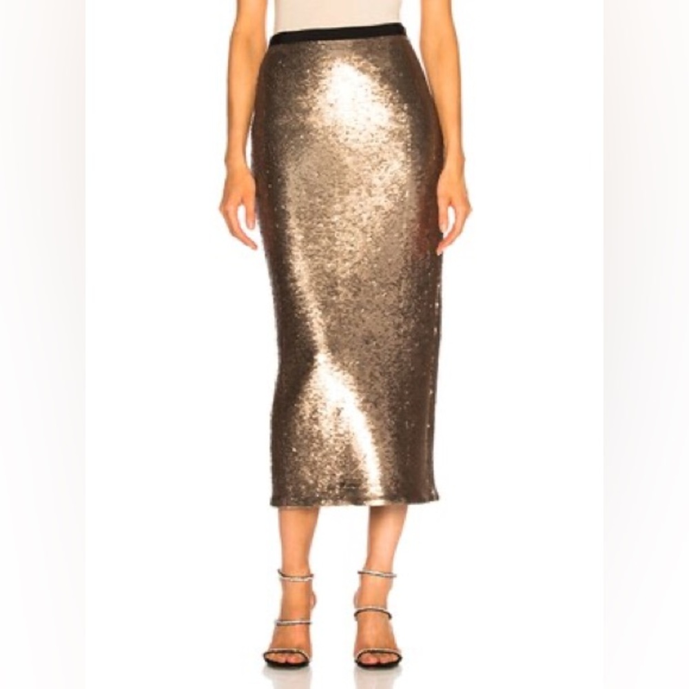 Cinq a Sept Sequin Paula Skirt in Pewter Size S